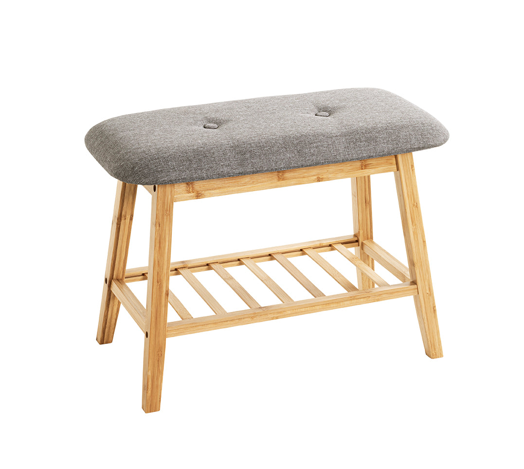 HAKU Möbel Schuhbank aus Textil mit Bambus in Grau B 60-100 cm H 44 cm, 60 x 30 cm, H 44 cm