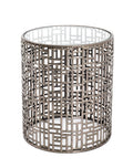 HAKU Möbel Beistelltisch aus Metall mit Glas in Silber 38 x 45 cm