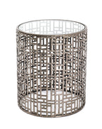 HAKU Möbel Beistelltisch aus Metall mit Glas in Silber 38 x 45 cm