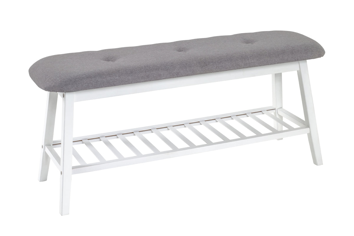 HAKU Möbel Schuhbank aus Textil mit Bambus in Grau B 60-100 cm H 44 cm, 100 x 30 cm, H 44 cm