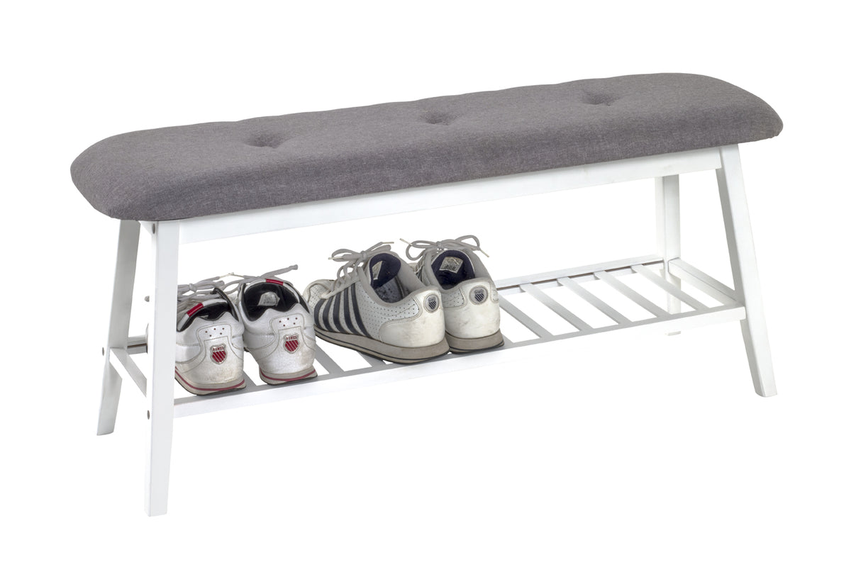 HAKU Möbel Schuhbank aus Textil mit Bambus in Grau B 60-100 cm H 44 cm, 100 x 30 cm, H 44 cm