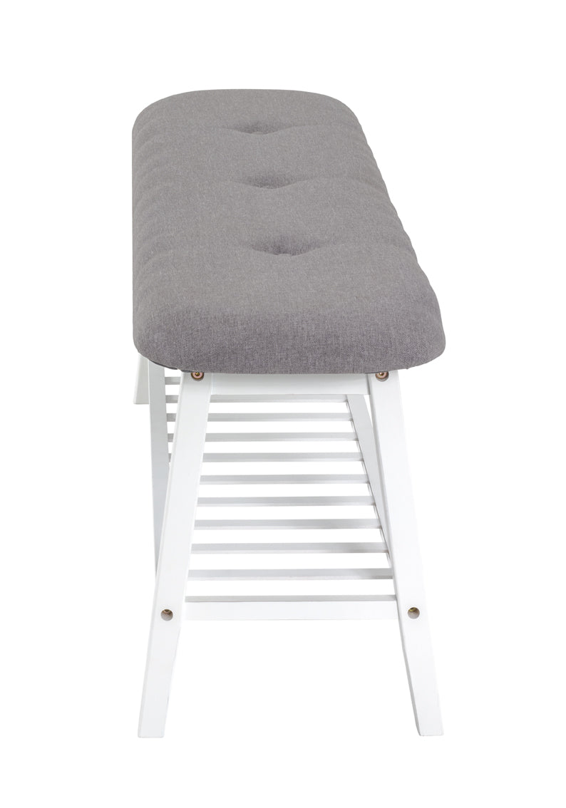 HAKU Möbel Schuhbank aus Textil mit Bambus in Grau B 60-100 cm H 44 cm, 100 x 30 cm, H 44 cm