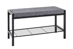 HAKU Möbel Schuhbank aus Metall gepolstert in Schwarz 80 x 32 x 48 cm