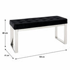 HAKU Möbel Bank aus Metall gepolstert in Silber 100 x 41 x 48 cm