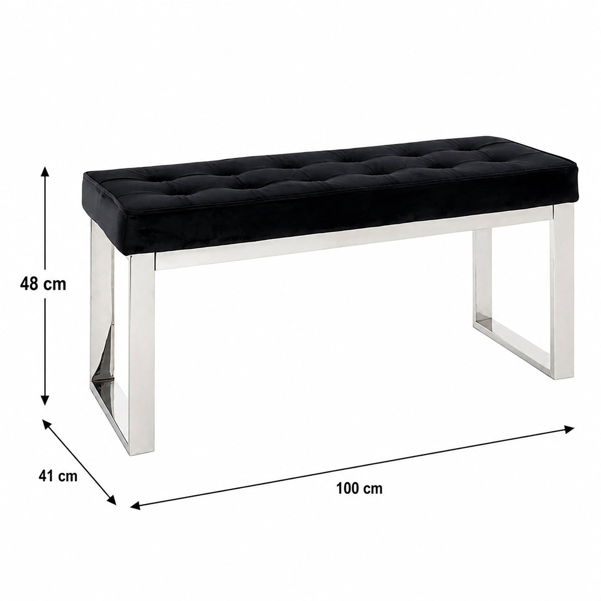 HAKU Möbel Bank aus Metall gepolstert in Silber 100 x 41 x 48 cm