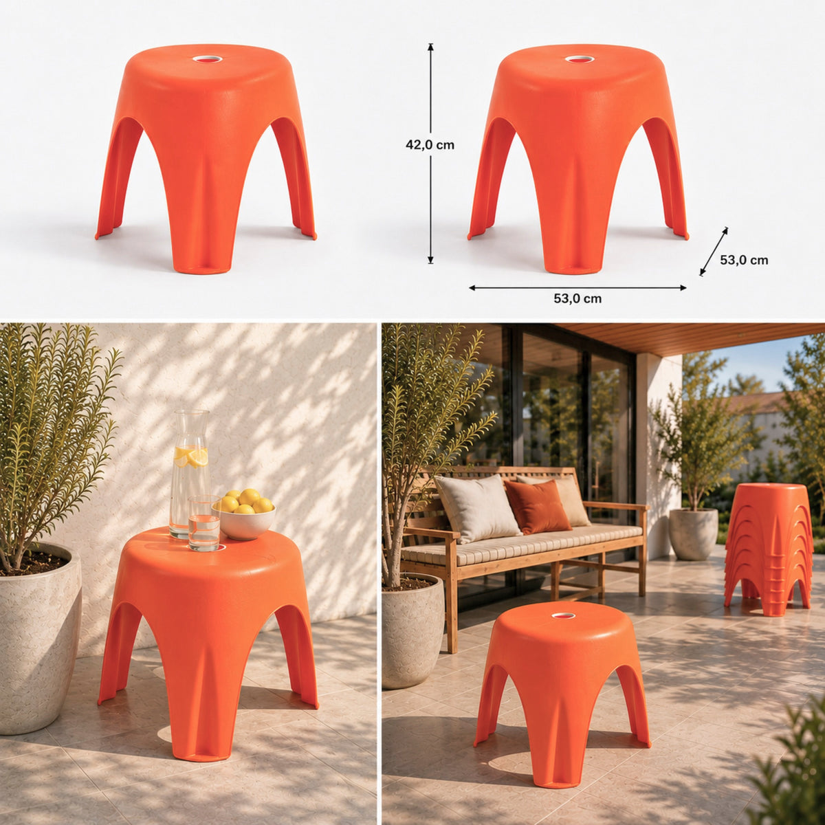 HAKU Möbel Stapelhocker aus Kunststoff in Orange