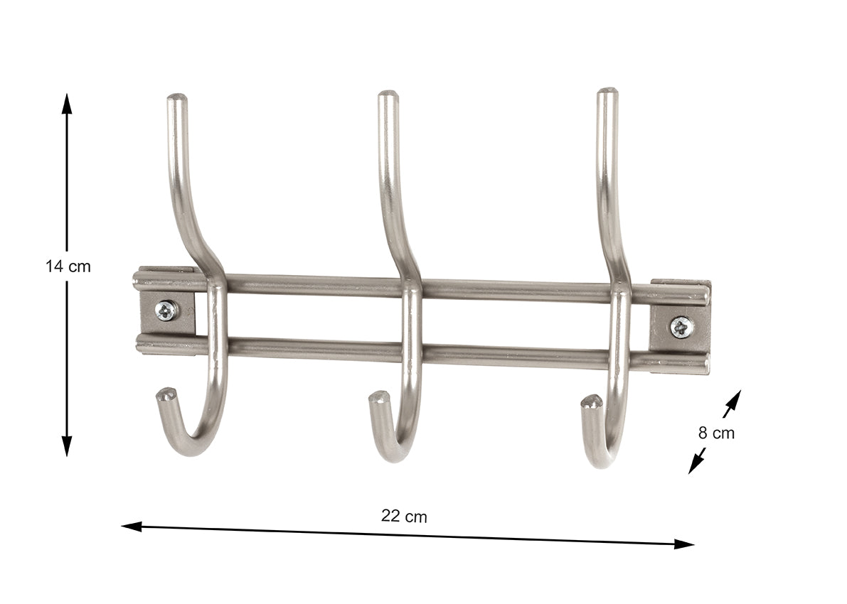 HAKU Möbel Garderobenleiste aus Metall massiv in Silber B 22-54 cm H 14 cm, 22 x 8 cm, H 14 cm
