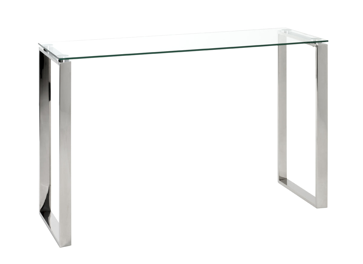 HAKU Möbel Konsole aus Metall mit Glas in Silber 120 x 40 x 78 cm