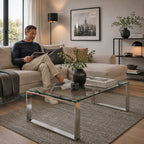 HAKU Möbel Couchtisch aus Metall mit Glas in Silber