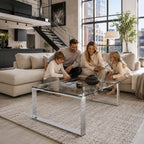 HAKU Möbel Couchtisch aus Metall mit Glas in Silber