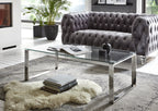 HAKU Möbel Couchtisch aus Metall mit Glas in Silber