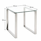 HAKU Möbel Beistelltisch aus Metall mit Glas in Silber B 55-65 cm H 17-18 cm, 65 x 68 cm, H 18 cm