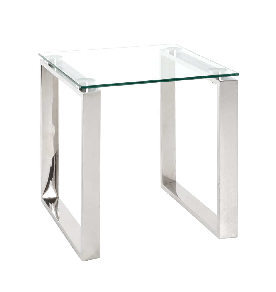 HAKU Möbel Beistelltisch aus Metall mit Glas in Silber B 55-65 cm H 17-18 cm, 55 x 55 cm, H 17 cm