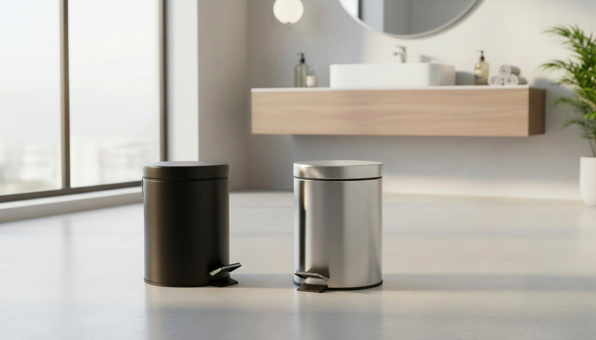 HAKU Möbel Kosmetikeimer aus Edelstahl in Silber