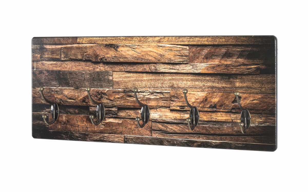 HAKU Möbel Wandgarderobe aus MDF Motiv Parkett in Braun 60 x 8 x 25 cm