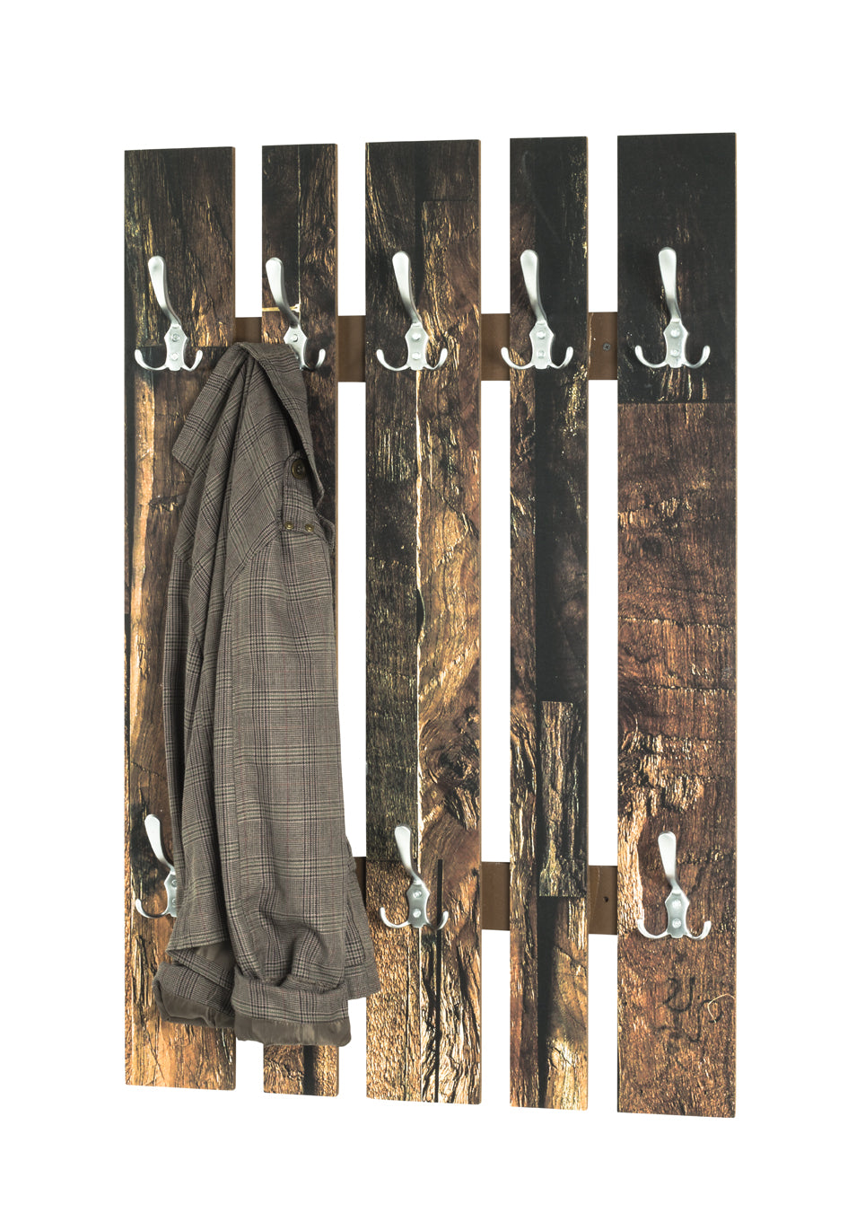 HAKU Möbel Wandgarderobe aus MDF Motiv Parkett in Braun B 40-65 cm H 100 cm, 65 x 9 cm, H 100 cm