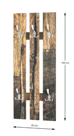 HAKU Möbel Wandgarderobe aus MDF Motiv Parkett in Braun B 40-65 cm H 100 cm, 40 x 9 cm, H 100 cm