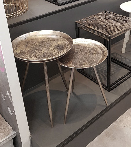 HAKU Möbel Beistelltisch aus Metall H 47-54 cm Ø 38-44 cm, Ø 38 cm, H 47 cm in Bronze