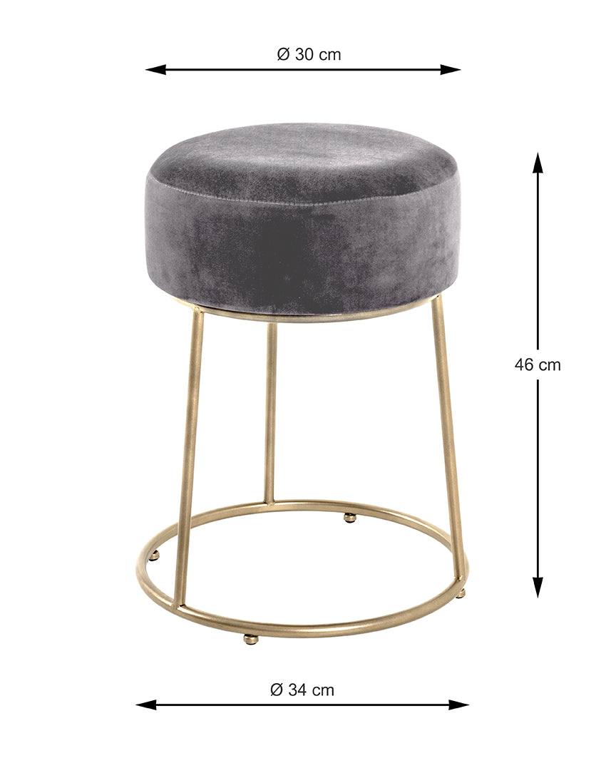 HAKU Möbel Hocker aus Textil gepolstert in Anthrazit in Anthrazit, Gold