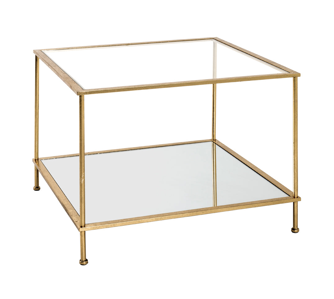 HAKU Möbel Beistelltisch aus Metall mit Glas in Gold 60 x 60 x 45 cm