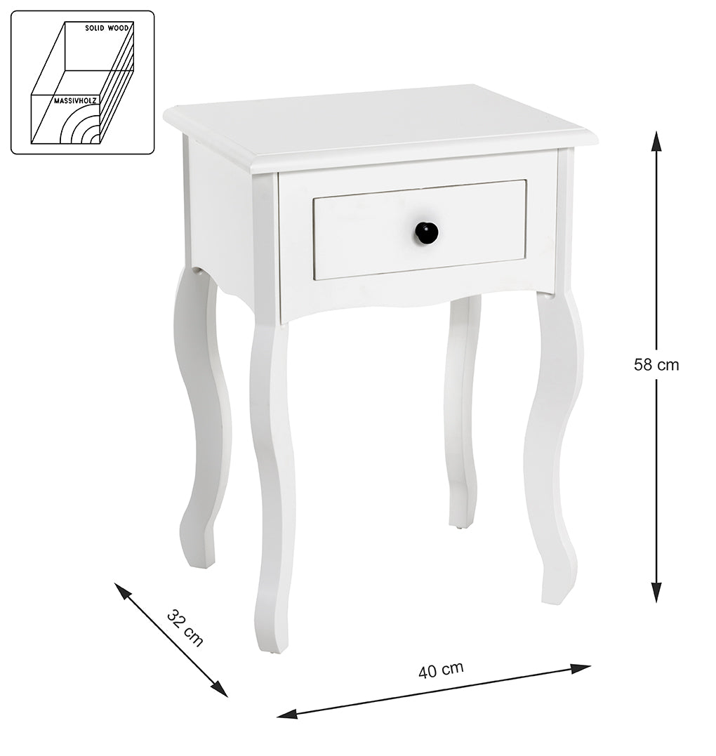 HAKU Möbel Beistelltisch aus MDF in Weiss 40 x 32 x 58 cm