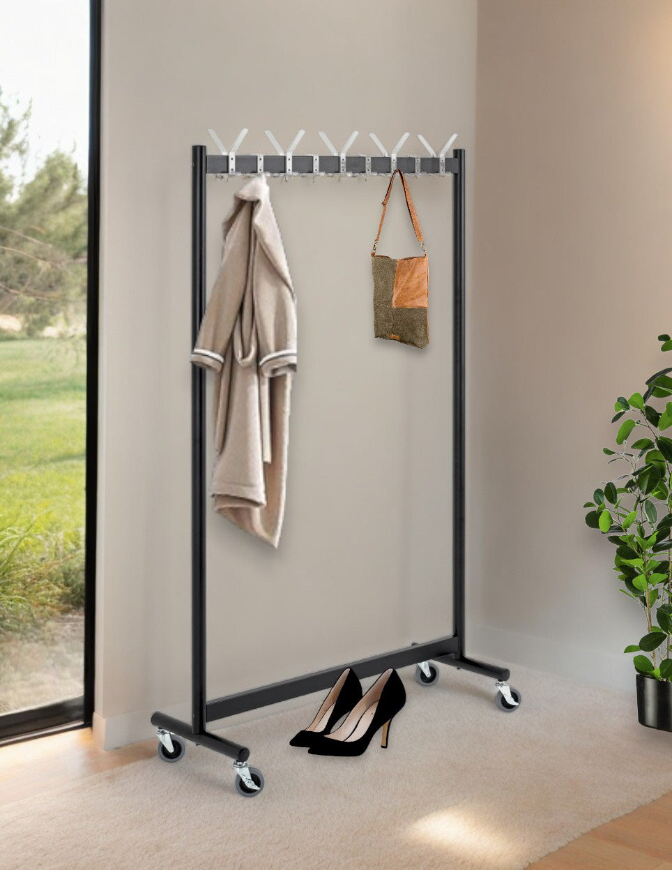 HAKU Möbel Rollgarderobe aus Metall in Schwarz