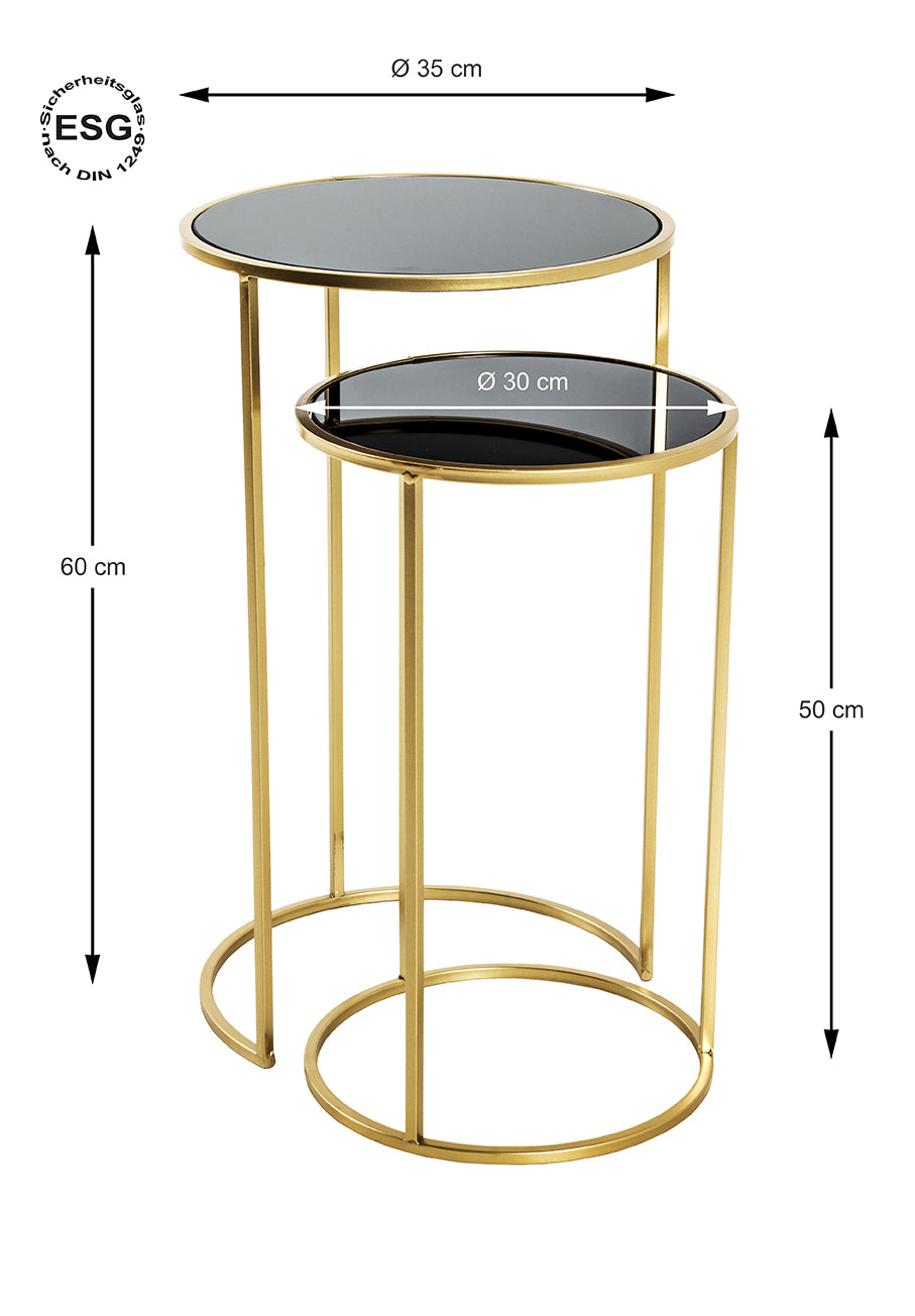 HAKU Möbel Beistelltisch aus Metall mit Glas in Gold