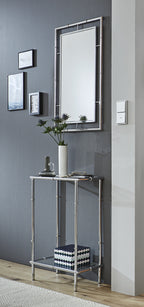 HAKU Möbel Konsole aus Metall mit Glas in Silber 50 x 25 x 75 cm