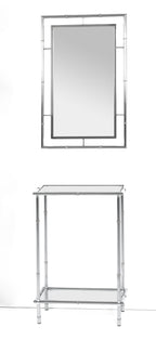 HAKU Möbel Konsole aus Metall mit Glas in Silber 50 x 25 x 75 cm