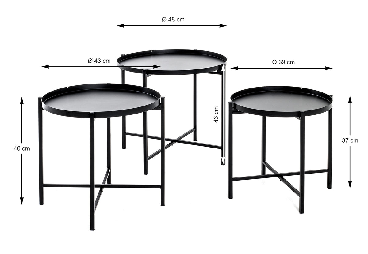 HAKU Möbel Beistelltisch aus Metall Säulenfuss in Schwarz