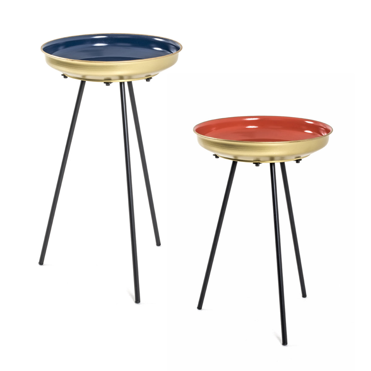 HAKU Möbel Beistelltisch aus Metall in Gold in Blau, Gold, Koralle, Schwarz