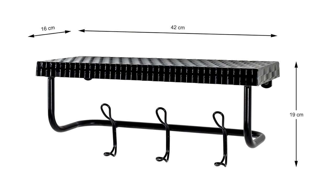 HAKU Möbel Wandgarderobe aus Metall in Schwarz 42 x 16 x 19 cm