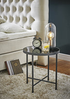 HAKU Möbel Beistelltisch aus Metall mit Glas in Anthrazit 40 x 47 cm