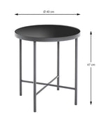 HAKU Möbel Beistelltisch aus Metall mit Glas in Anthrazit 40 x 47 cm