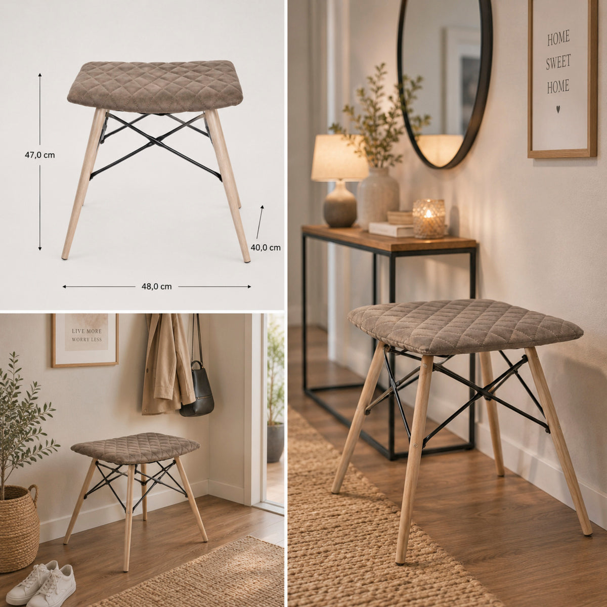 HAKU Möbel Hocker aus Textil gepolstert in Braun
