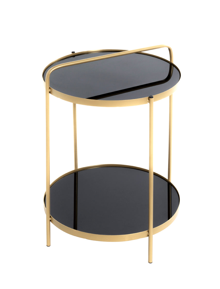 HAKU Möbel Beistelltisch aus Metall mit Glas in Gold 38 x 51 cm
