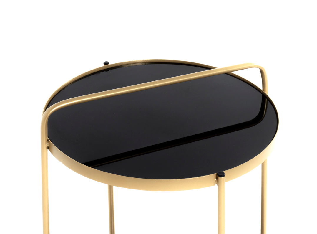 HAKU Möbel Beistelltisch aus Metall mit Glas in Gold 38 x 51 cm