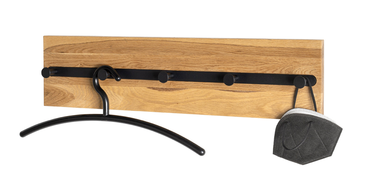 HAKU Möbel Wandgarderobe aus Massivholz in Braun 60 x 6 x 15 cm