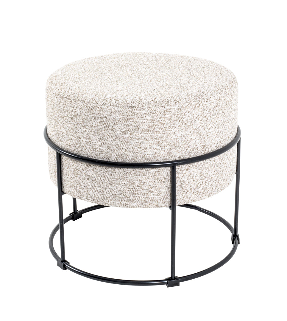 HAKU Möbel Hocker aus Textil gepolstert 48 x 44 cm in Creme, Schwarz