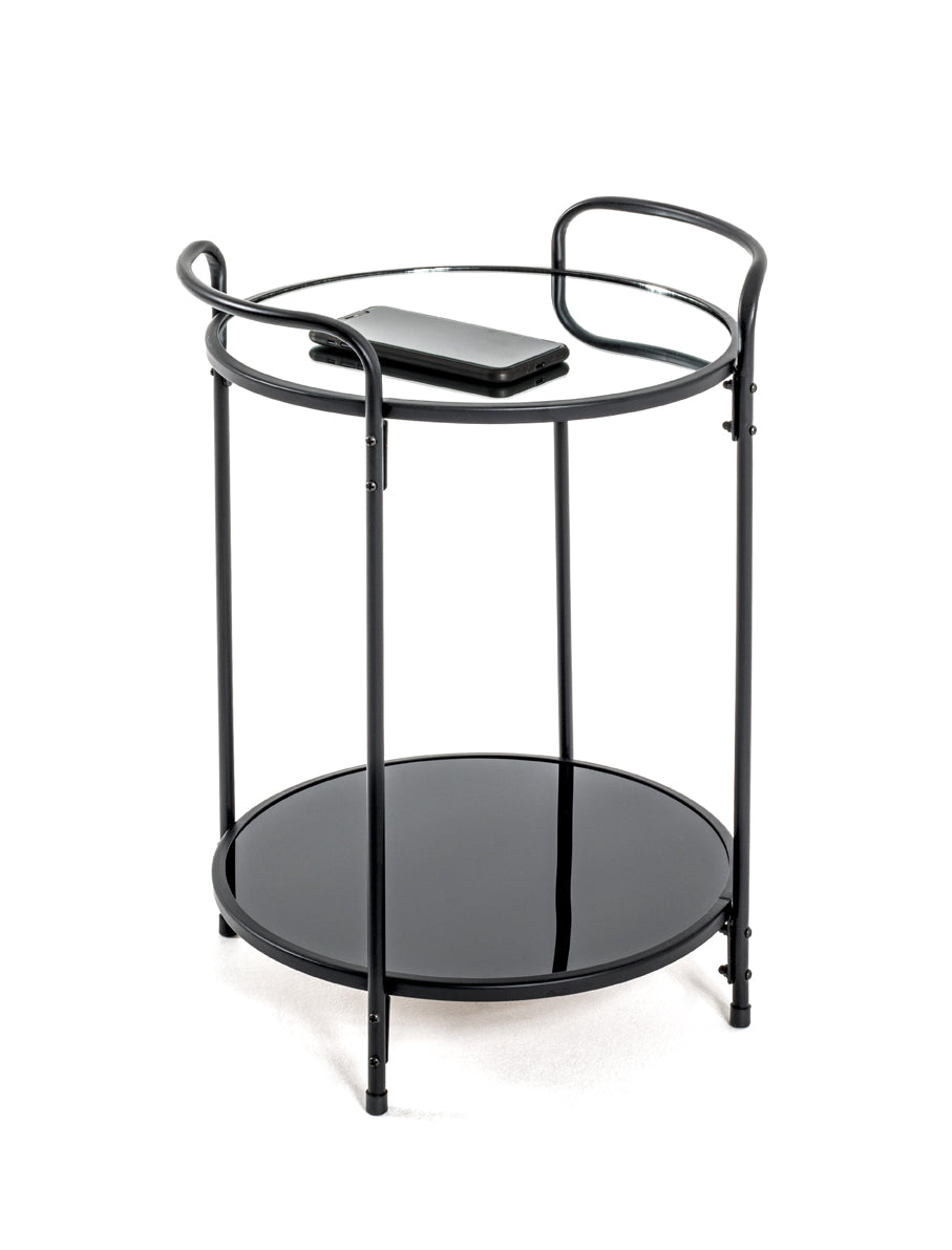 HAKU Möbel Beistelltisch aus Metall mit Glas in Schwarz 37 x 50 cm