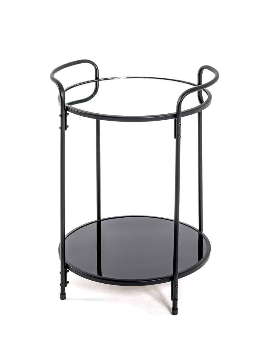 HAKU Möbel Beistelltisch aus Metall mit Glas in Schwarz 37 x 50 cm