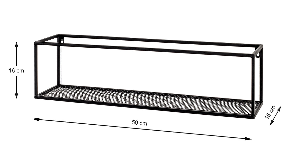HAKU Möbel Wandregal aus Metall in Schwarz B 50-70 cm H 16 cm, 50 x 16 cm, H 16 cm