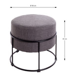 HAKU Möbel Hocker aus Textil gepolstert 48 x 44 cm in Anthrazit, Schwarz