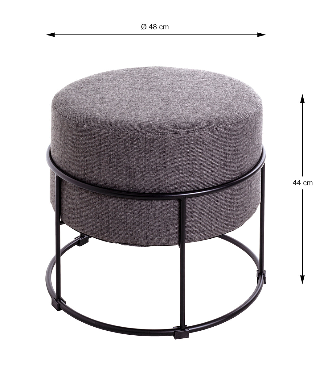 HAKU Möbel Hocker aus Textil gepolstert 48 x 44 cm in Anthrazit, Schwarz