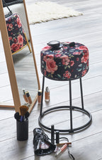 HAKU Möbel Hocker aus Textil Motiv Blume und Floral in Blau 30 x 46 cm