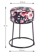 HAKU Möbel Hocker aus Textil Motiv Blume und Floral in Blau 30 x 46 cm
