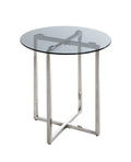 HAKU Möbel Beistelltisch aus Metall Füsse höhenverstellbar in Silber 50 x 55 cm