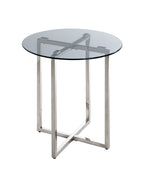 HAKU Möbel Beistelltisch aus Metall Füsse höhenverstellbar in Silber 50 x 55 cm