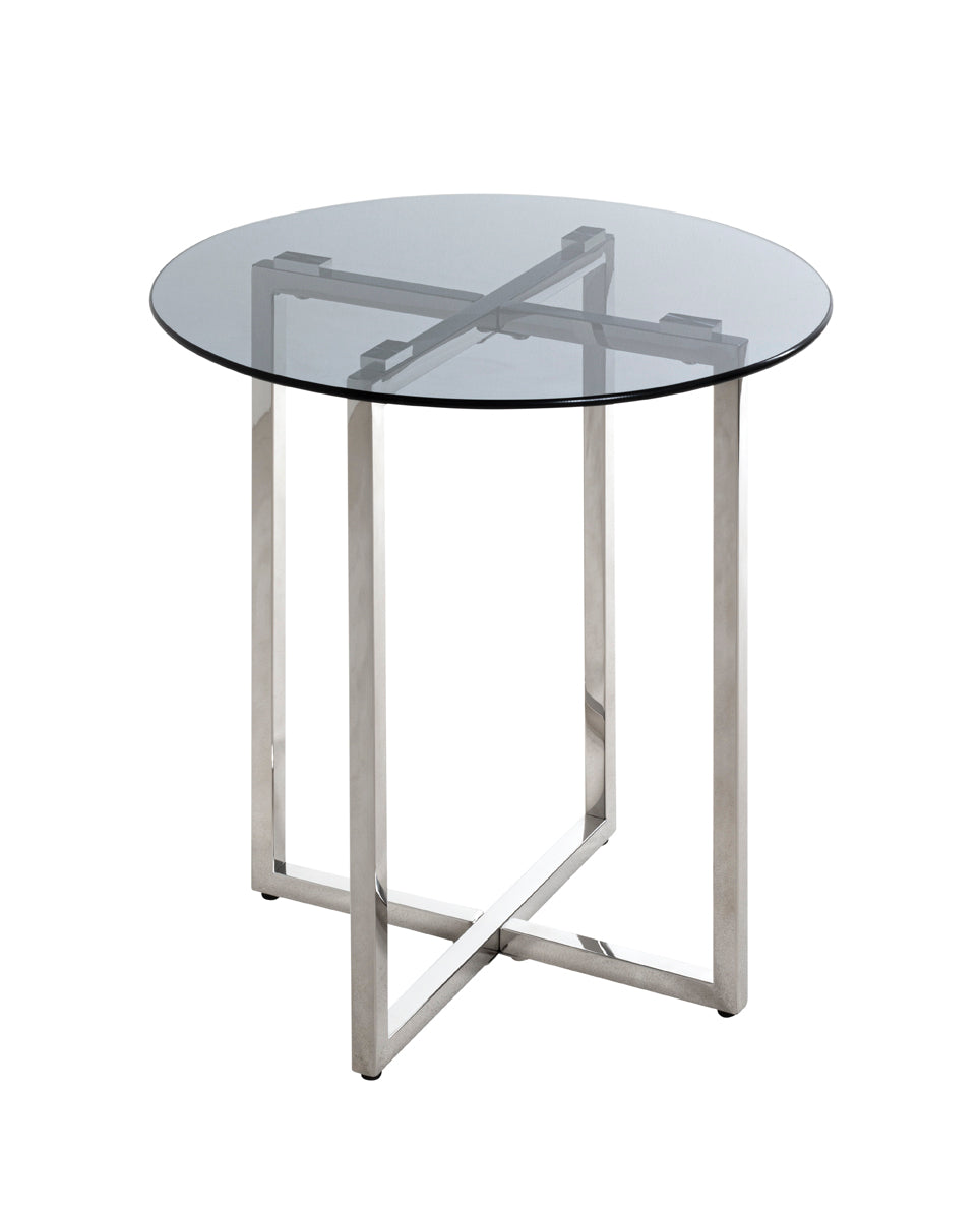 HAKU Möbel Beistelltisch aus Metall Füsse höhenverstellbar in Silber 50 x 55 cm