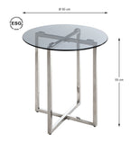 HAKU Möbel Beistelltisch aus Metall Füsse höhenverstellbar in Silber 50 x 55 cm